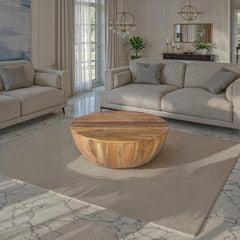 Coffee Table, Round Solid Mango Wood in Dark Brown
