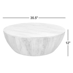 Coffee Table, Round Solid Mango Wood in Dark Brown
