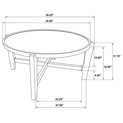 Coffee Table, Round Solid Rubberwood with Brown Finish