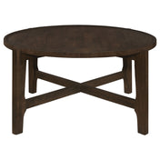 Coffee Table, Round Solid Rubberwood with Brown Finish