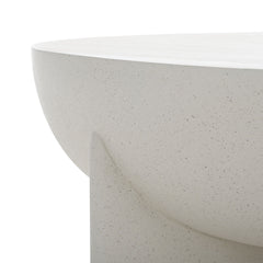 Coffee Table, Round Stone Top with White Pedestal Base
