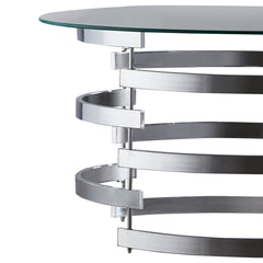 Coffee Table, Round Tempered Glass Top with Chrome Iron Frame