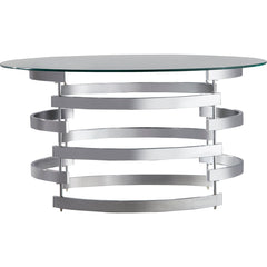 Coffee Table, Round Tempered Glass Top with Chrome Iron Frame