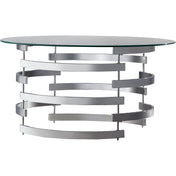 Coffee Table, Round Tempered Glass Top with Chrome Iron Frame
