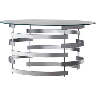 Coffee Table, Round Tempered Glass Top with Chrome Iron Frame
