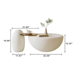 Coffee Table Set, White, Manufactured Wood and Tempered Glass