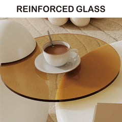 Coffee Table Set, White, Manufactured Wood and Tempered Glass