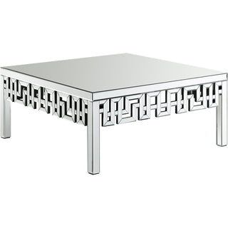 Coffee Table, Silver Glass Top with Mirrored Base