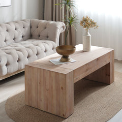 Coffee Table, Solid and Manufactured Wood, Light Natural