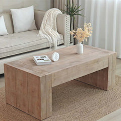 Coffee Table, Solid and Manufactured Wood, Light Natural