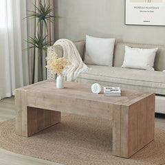 Coffee Table, Solid and Manufactured Wood, Light Natural