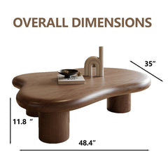 Coffee Table, Solid and Manufactured Wood with Three Legs, Brown