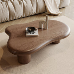 Coffee Table, Solid and Manufactured Wood with Three Legs, Brown