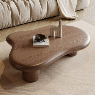 Coffee Table, Solid and Manufactured Wood with Three Legs, Brown