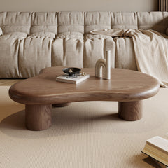 Coffee Table, Solid and Manufactured Wood with Three Legs, Brown