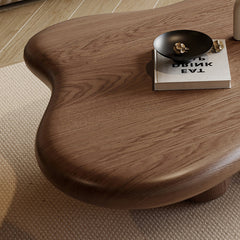 Coffee Table, Solid and Manufactured Wood with Three Legs, Brown