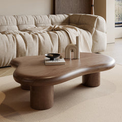 Coffee Table, Solid and Manufactured Wood with Three Legs, Brown
