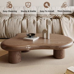 Coffee Table, Solid and Manufactured Wood with Three Legs, Brown