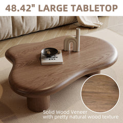 Coffee Table, Solid and Manufactured Wood with Three Legs, Brown