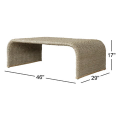 Coffee Table, Solid Mango Wood with Sled Base in Natural