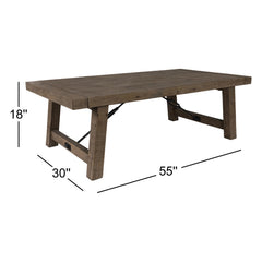 Coffee Table, Solid Pine Top, Distressed Brown