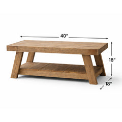 Coffee Table, Solid Reclaimed Wood, 40 Inch, Natural