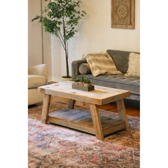 Coffee Table, Solid Reclaimed Wood, 40 Inch, Natural