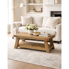 Coffee Table, Solid Reclaimed Wood, 40 Inch, Natural