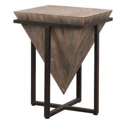 Coffee Table, Solid Wood Top, Gray Wash and Black Iron Base