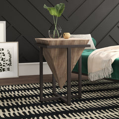 Coffee Table, Solid Wood Top, Gray Wash and Black Iron Base
