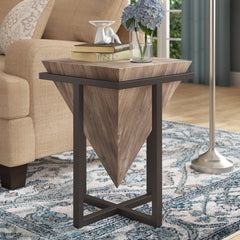 Coffee Table, Solid Wood Top, Gray Wash and Black Iron Base