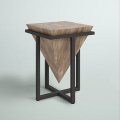 Coffee Table, Solid Wood Top, Gray Wash and Black Iron Base