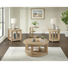 Coffee Table, Solid Wood with Lower Shelf in Beige