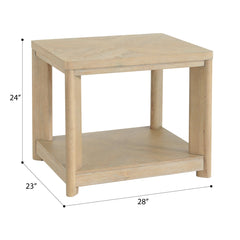 Coffee Table, Solid Wood with Lower Shelf in Beige