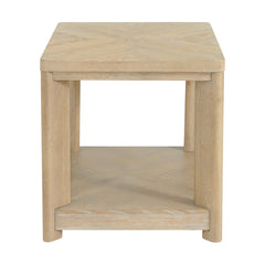 Coffee Table, Solid Wood with Lower Shelf in Beige