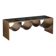 Coffee Table, Tinted Glass Top with Brass Steel Base