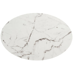 Coffee Table, White Faux Marble Top with Black Iron Base