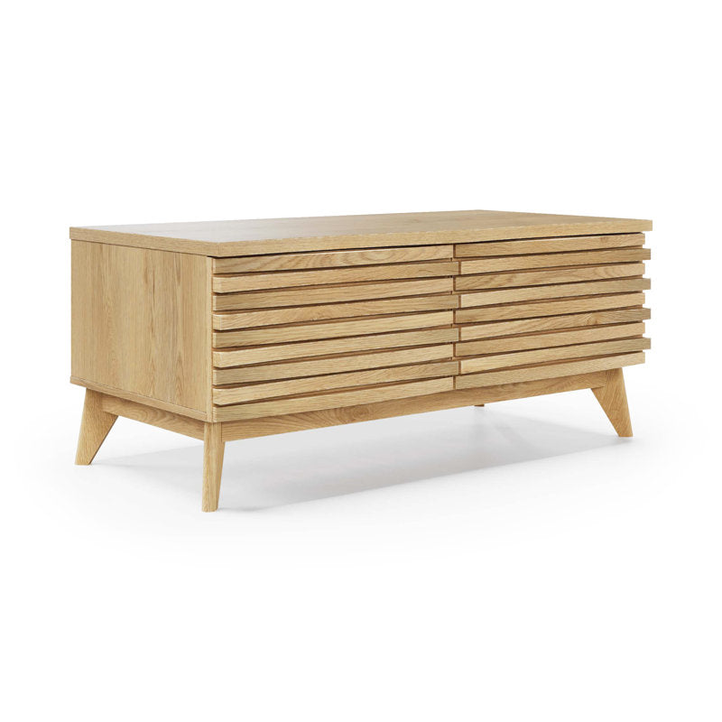 Coffee Table with 2 Drawers and Adjustable Shelves, Oak Finish