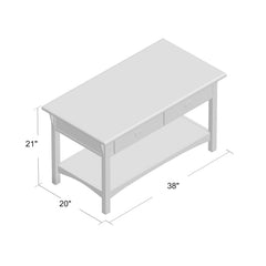 Coffee Table with 2 Drawers and Solid Wood Top, Russet