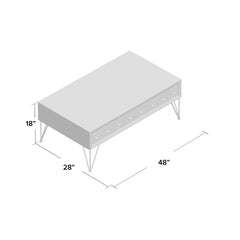 Coffee Table with 2 Drawers, Brown Wood Top with Walnut Base