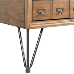 Coffee Table with 2 Drawers, Brown Wood Top with Walnut Base