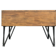 Coffee Table with 2 Drawers, Brown Wood Top with Walnut Base