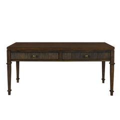 Coffee Table with 2 Drawers in Dark Brown Wood Veneer