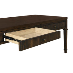 Coffee Table with 2 Drawers in Dark Brown Wood Veneer