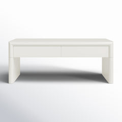 Coffee Table with 2 Drawers, Ivory Gloss Finish