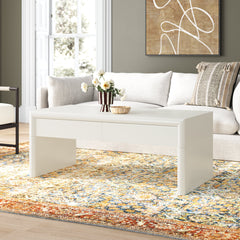 Coffee Table with 2 Drawers, Ivory Gloss Finish