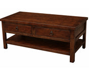 Coffee Table with 2 Drawers, Solid Wood in Concord Cherry