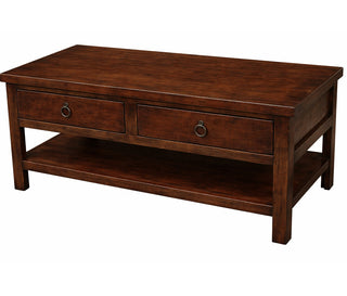 Coffee Table with 2 Drawers, Solid Wood in Concord Cherry