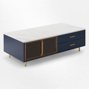 Coffee Table with 4 Drawers and 2 Glass-Door Cabinets