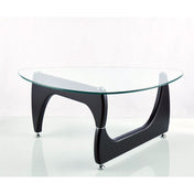 Coffee Table with Clear Tempered Glass Top and Black Base